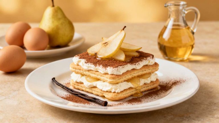 Le tiramisu poire-vanille sans cuisson, doux et parfumé